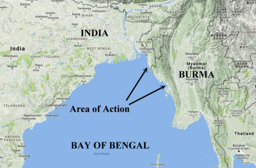 Coastal map of North West India and Burma.