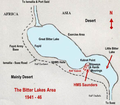 Close-up map of the location of the Middle East Combined Training Centre and HMS Saunders, in Egypt.