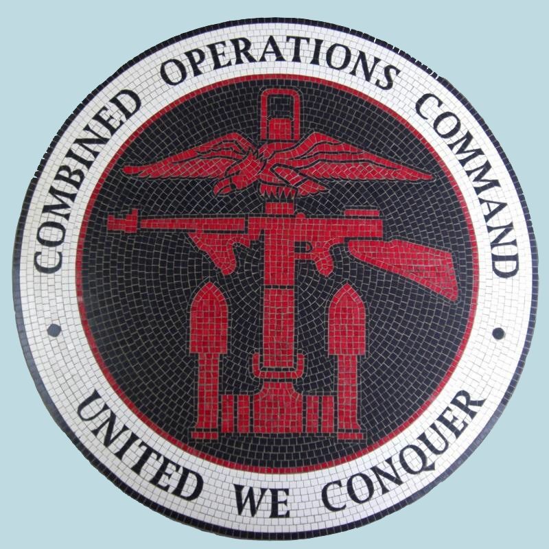 Mosaic of Combined Operations badge - the centre piece of the memorial.