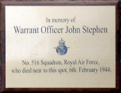 Dedication plaque on Coll for Warrant Officer John Stephen August 2008.