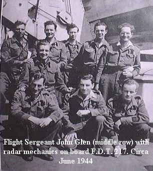 John Glen, left middle row with his team of radar technicians. His story inspired the creation of the Combined Ops website.